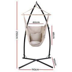 Gardeon Outdoor Hammock Chair with Steel Stand Hanging Hammock with Pillow Cream Furniture > Outdoor HM-CHAIR-PILLOW-CREAM-X Online Furniture