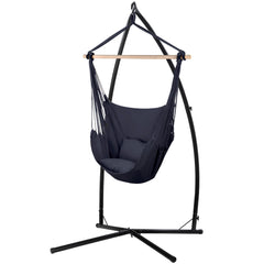 Gardeon Outdoor Hammock Chair with Steel Stand Hanging Hammock with Pillow Grey Furniture > Outdoor HM-CHAIR-PILLOW-GREY-X Online Furniture