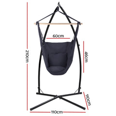 Gardeon Outdoor Hammock Chair with Steel Stand Hanging Hammock with Pillow Grey Furniture > Outdoor HM-CHAIR-PILLOW-GREY-X Online Furniture