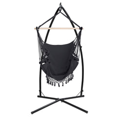 Gardeon Outdoor Hammock Chair with Steel Stand Tassel Hanging Rope Hammock Grey Furniture > Outdoor HM-CHAIR-TASSEL-GREY-X Online Furniture