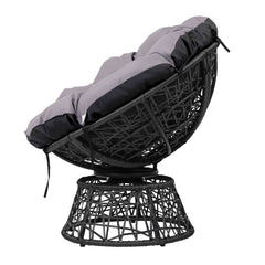 Gardeon Outdoor Lounge Setting Papasan Chairs Table Patio Furniture Wicker Black Furniture > Outdoor ODF-PAPASAN-TBCHX2-BK Online Furniture