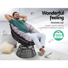 Gardeon Outdoor Lounge Setting Papasan Chairs Table Patio Furniture Wicker Black Furniture > Outdoor ODF-PAPASAN-TBCHX2-BK Online Furniture