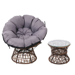 Gardeon Outdoor Lounge Setting Papasan Chairs Table Patio Furniture Wicker Brown Furniture > Outdoor ODF-PAPASAN-TBCHX2-BR Online Furniture