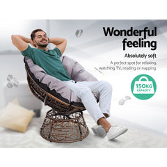 Gardeon Outdoor Lounge Setting Papasan Chairs Table Patio Furniture Wicker Brown Furniture > Outdoor ODF-PAPASAN-TBCHX2-BR Online Furniture