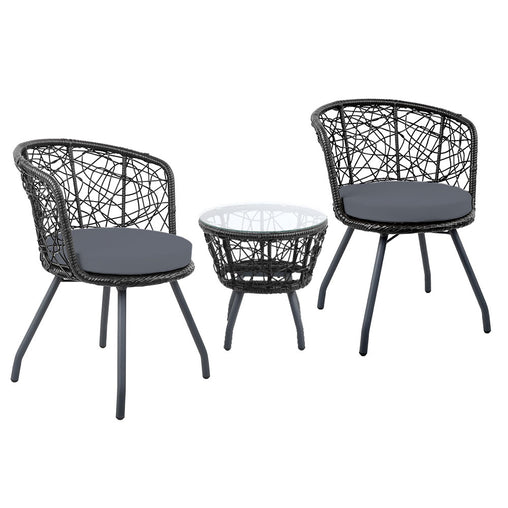 Gardeon Outdoor Patio Chair and Table - Black Furniture > Outdoor ODF-BISTRO-ROUND-BK Online Furniture