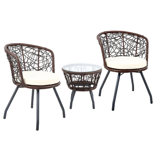 Gardeon Outdoor Patio Chair and Table - Brown Furniture > Outdoor ODF-BISTRO-ROUND-BR Online Furniture