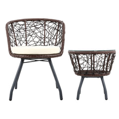 Gardeon Outdoor Patio Chair and Table - Brown Furniture > Outdoor ODF-BISTRO-ROUND-BR Online Furniture