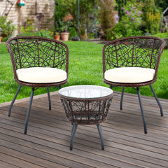 Gardeon Outdoor Patio Chair and Table - Brown Furniture > Outdoor ODF-BISTRO-ROUND-BR Online Furniture