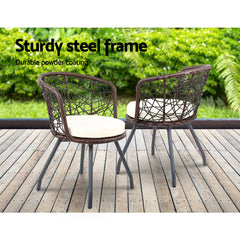 Gardeon Outdoor Patio Chair and Table - Brown Furniture > Outdoor ODF-BISTRO-ROUND-BR Online Furniture