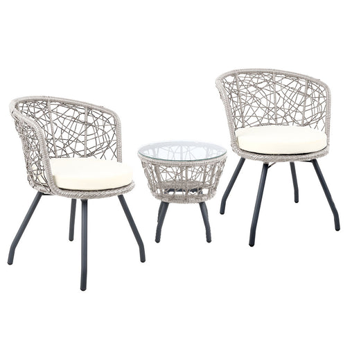 Gardeon Outdoor Patio Chair and Table - Grey Furniture > Outdoor ODF-BISTRO-ROUND-GE Online Furniture