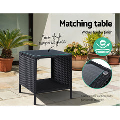 Gardeon Outdoor Patio Furniture Recliner Chairs Table Setting Wicker Lounge 5pc Black Furniture > Outdoor ODF-RECLINER-CHOTTB-5BK Online Furniture