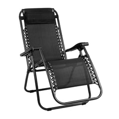 Gardeon Outdoor Portable Recliner - Black - ozily