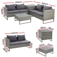 Gardeon Outdoor Sofa Furniture Garden Couch Lounge Set Patio Wicker Table Chairs Furniture > Outdoor ODF-SOFA-4PCS-GE-AB Online Furniture