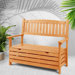 Gardeon Outdoor Storage Bench Box Wooden Garden Chair 2 Seat Timber Furniture - ozily