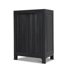 Gardeon Outdoor Storage Cabinet Cupboard Lockable Garden Sheds Adjustable Black - ozily