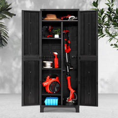 Gardeon Outdoor Storage Cabinet Lockable Tall Garden Sheds Garage Adjustable Black 173CM - ozily
