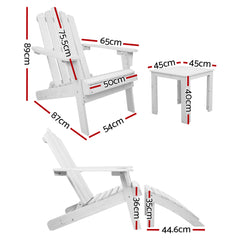 Gardeon Outdoor Sun Lounge Beach Chairs Table Setting Wooden Adirondack Patio Chair Furniture > Outdoor FF-BEACH-UF-5SET-AB Online Furniture