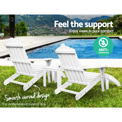 Gardeon Outdoor Sun Lounge Beach Chairs Table Setting Wooden Adirondack Patio Chair Furniture > Outdoor FF-BEACH-UF-5SET-AB Online Furniture