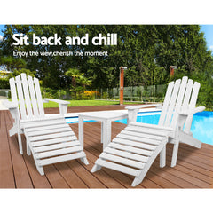 Gardeon Outdoor Sun Lounge Beach Chairs Table Setting Wooden Adirondack Patio Chair Furniture > Outdoor FF-BEACH-UF-5SET-AB Online Furniture