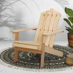 Gardeon Outdoor Sun Lounge Beach Chairs Table Setting Wooden Adirondack Patio Chair Light Wood Tone - ozily