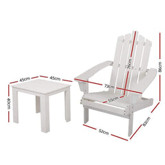 Gardeon Outdoor Sun Lounge Beach Chairs Table Setting Wooden Adirondack Patio Chair White - ozily