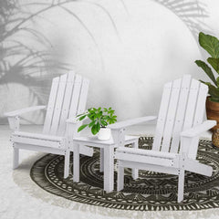 Gardeon Outdoor Sun Lounge Beach Chairs Table Setting Wooden Adirondack Patio Chair White - ozily