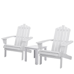 Gardeon Outdoor Sun Lounge Beach Chairs Table Setting Wooden Adirondack Patio Chair White - ozily