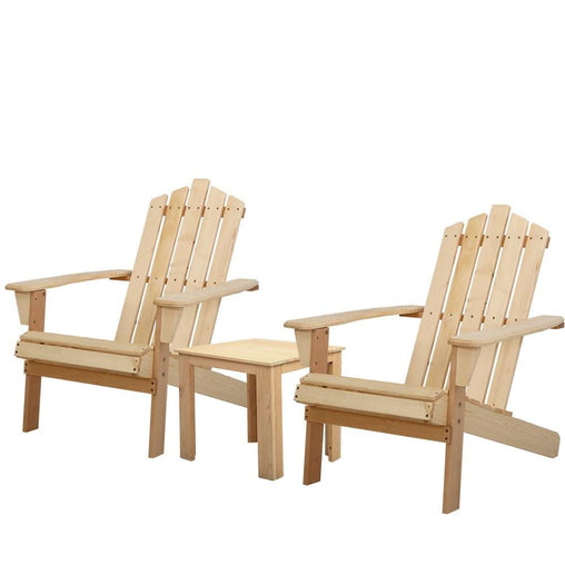 Gardeon Outdoor Sun Lounge Beach Chairs Table Setting Wooden Adirondack Patio Natural Wood Chair - ozily