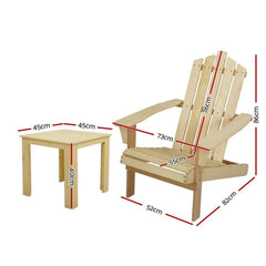 Gardeon Outdoor Sun Lounge Beach Chairs Table Setting Wooden Adirondack Patio Natural Wood Chair - ozily