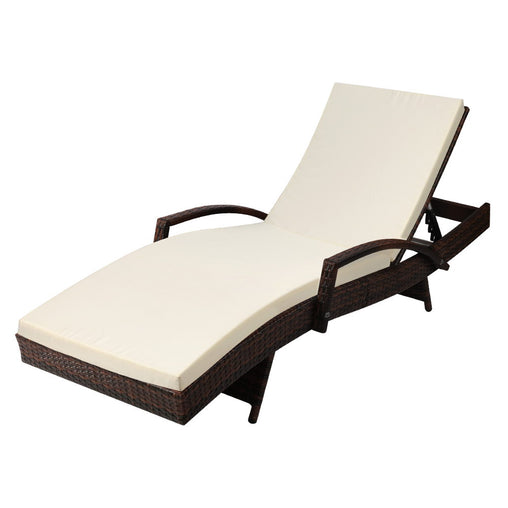 Gardeon Outdoor Sun Lounge - Brown Furniture > Outdoor FF-LOUNGE-ARM-BR Online Furniture