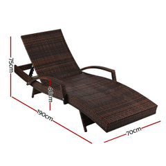 Gardeon Outdoor Sun Lounge - Brown Furniture > Outdoor FF-LOUNGE-ARM-BR Online Furniture