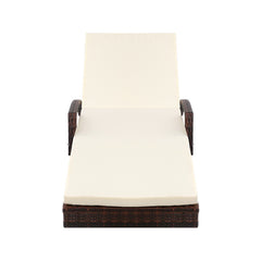 Gardeon Outdoor Sun Lounge - Brown Furniture > Outdoor FF-LOUNGE-ARM-BR Online Furniture