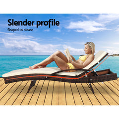 Gardeon Outdoor Sun Lounge - Brown Furniture > Outdoor FF-LOUNGE-ARM-BR Online Furniture