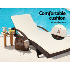 Gardeon Outdoor Sun Lounge - Brown Furniture > Outdoor FF-LOUNGE-ARM-BR Online Furniture