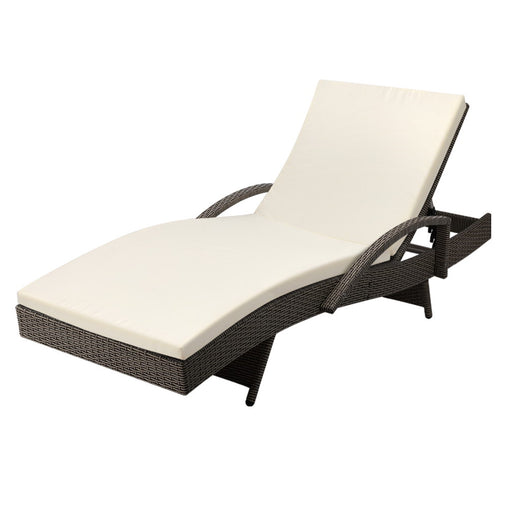 Gardeon Outdoor Sun Lounge - Grey Furniture > Outdoor FF-LOUNGE-ARM-GE Online Furniture