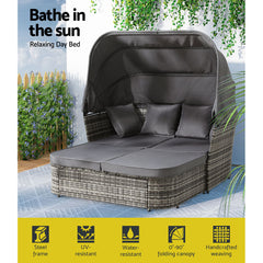 Gardeon Outdoor Sun Lounge Setting Patio Furniture Wicker Sofa Garden Day Bed Furniture > Outdoor ODF-SUNBED-SQ-GR-AB Online Furniture