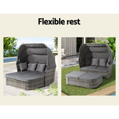 Gardeon Outdoor Sun Lounge Setting Patio Furniture Wicker Sofa Garden Day Bed Furniture > Outdoor ODF-SUNBED-SQ-GR-AB Online Furniture