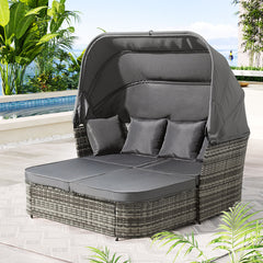 Gardeon Outdoor Sun Lounge Setting Patio Furniture Wicker Sofa Garden Day Bed Furniture > Outdoor ODF-SUNBED-SQ-GR-AB Online Furniture