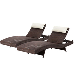 Gardeon Outdoor Sun Lounge Setting Wicker Lounger Day Bed Rattan Patio Furniture Brown Furniture > Outdoor FF-LOUNGE-WA-BR2X Online Furniture