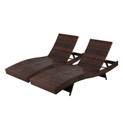 Gardeon Outdoor Sun Lounge Setting Wicker Lounger Day Bed Rattan Patio Furniture Brown Furniture > Outdoor FF-LOUNGE-WA-BR2X Online Furniture