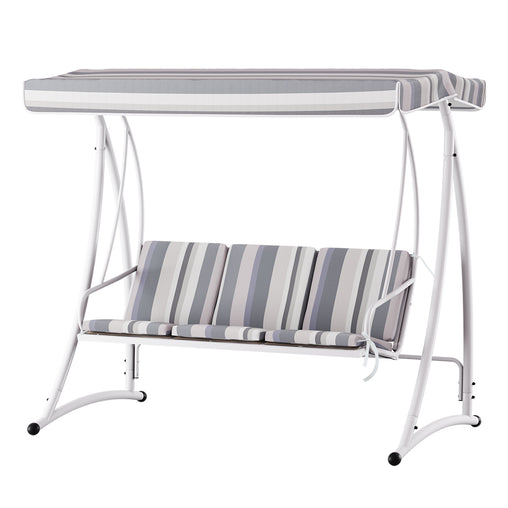 Gardeon Outdoor Swing Chair Garden Bench Furniture Canopy 3 Seater White Grey Furniture > Outdoor GSC-BST-3S-WHGR Online Furniture