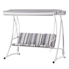 Gardeon Outdoor Swing Chair Garden Bench Furniture Canopy 3 Seater White Grey Furniture > Outdoor GSC-BST-3S-WHGR Online Furniture