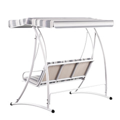 Gardeon Outdoor Swing Chair Garden Bench Furniture Canopy 3 Seater White Grey Furniture > Outdoor GSC-BST-3S-WHGR Online Furniture