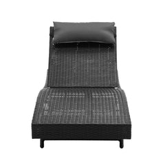 Gardeon Outdoor Wicker Sun Lounge - Black Furniture > Outdoor FF-LOUNGE-WA-BK Online Furniture