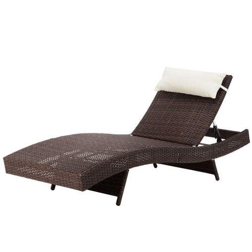 Gardeon Outdoor Wicker Sun Lounge - Brown Furniture > Outdoor FF-LOUNGE-WA-BR Online Furniture