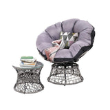 Gardeon Outdoor Papasan Chairs Table Lounge Setting Patio Furniture Wicker Grey