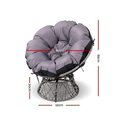 Gardeon Papasan Chair and Side Table - Grey - ozily
