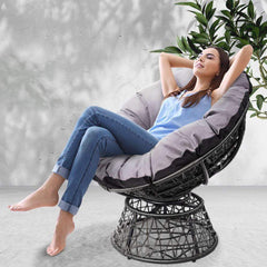 Gardeon Papasan Chair - Black - ozily