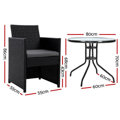 Gardeon Patio Furniture Dining Chairs Table Patio Setting Bistro Set Wicker Tea Coffee Cafe Bar Set Furniture > Outdoor ODF-CHAIRSET-DINING Online Furniture