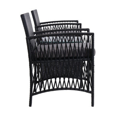 Gardeon Patio Furniture Outdoor Bistro Set Dining Chairs Setting 3 Piece Wicker Furniture > Outdoor ODF-BISTRO-HARPSET-J-BK Online Furniture